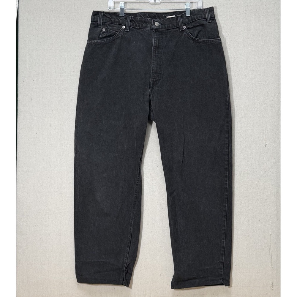 Vintage Levi's 560 Jeans Mens 36x28.5 Black USA Denim 90s Orange Tab *hemmed*
